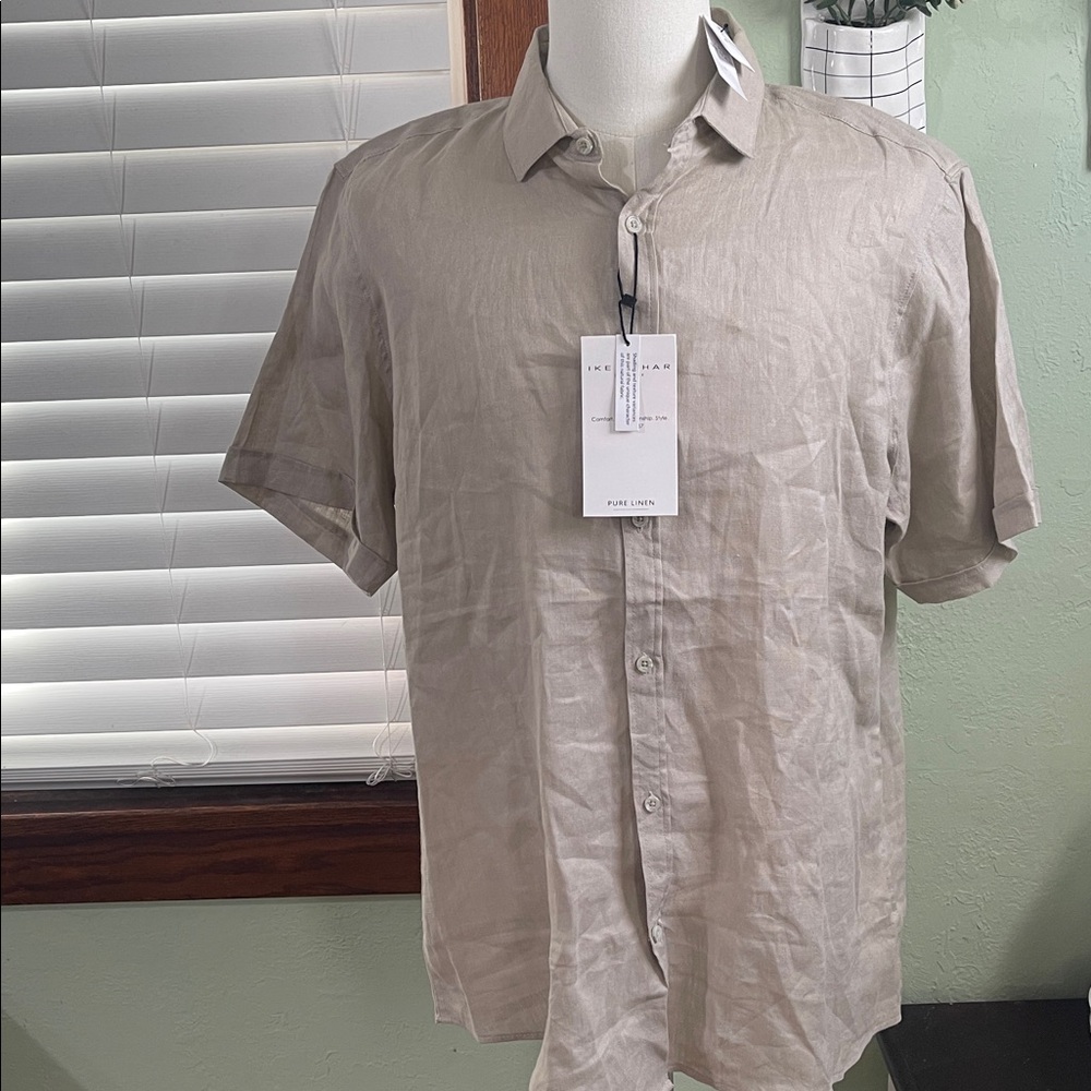 Ike Behar Men's Casual Beige Button Down Shirt - Picture 2 of 7
